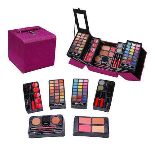 Set Maletin  De Maquillaje Cameo Diseño Gliterz En Fuscia 0