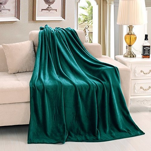 Lujo Franela Manta De Terciopelo Felpa  50 X 60 Verde Azulad 1