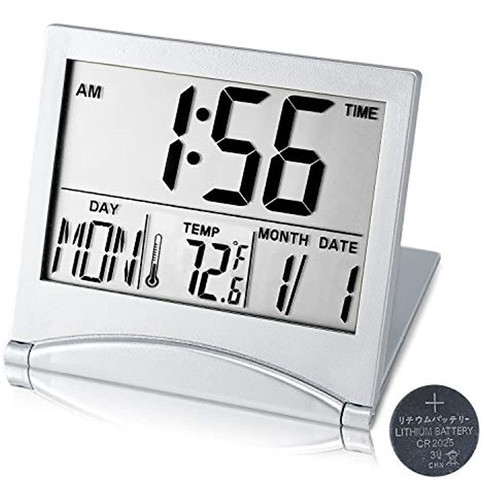 Reloj Despertador Digital De Viaje Con Pilas, Reloj Portátil 0