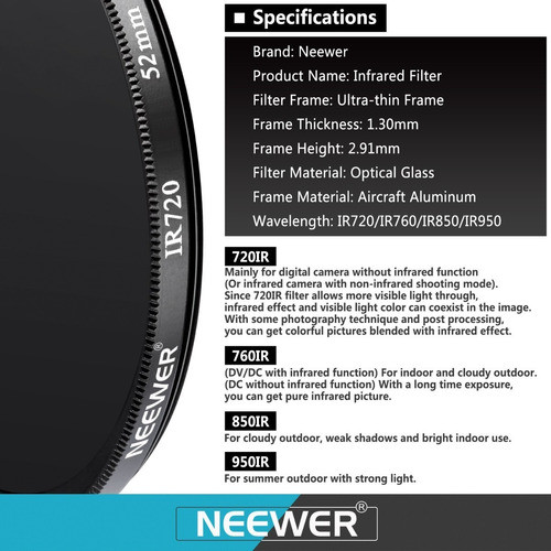 Filtro Ir Infrarrojo Multicapa Neewer 67mm Ir 950nm Lo Mejor 1