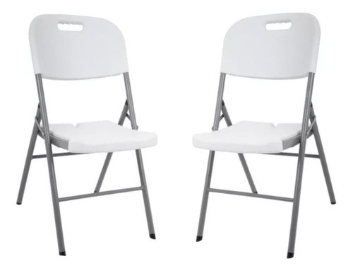 Set 2 Sillas Plegables Metal Y Hdpe Camping Jardín Barbacoa 0