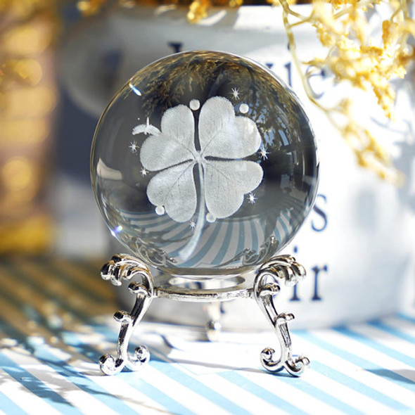 Esfera De Cristal 3d Grabado Con Laser, Pisapapeles - Trebol 1