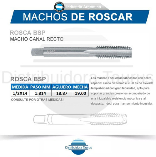 Macho De Roscar Fam-rosca Bsp 1/2x14- Ind. Argentina 0
