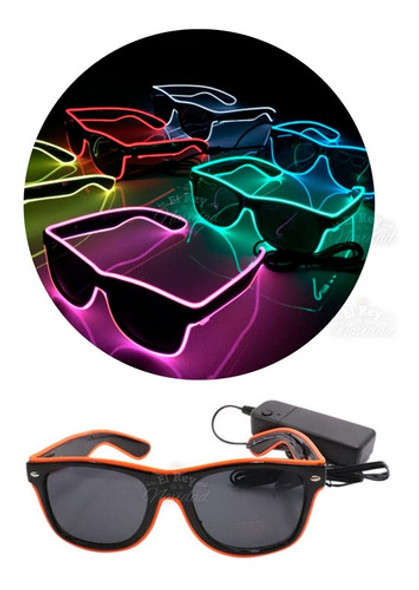 Cotillon Lentes Risky Gafas Wayfarer Anteojos Luces Neon Led 0