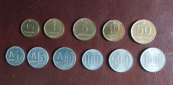 Argentina Monedas Australes Serie 11 Valores 1985/90 0