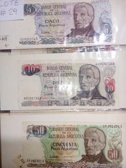 Billetes Argentina Pesos Argentinos #29. Lote X 13 1 Billetes Argentina Pesos Argentinos #29. Lote X 13 1