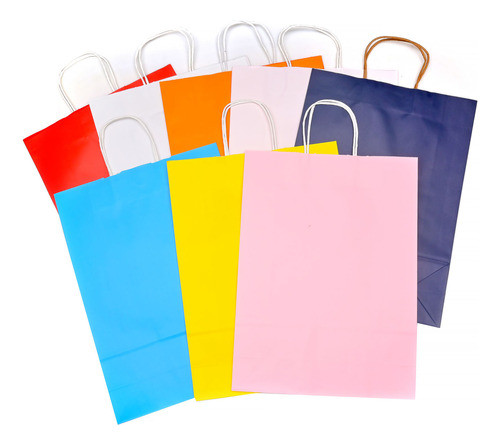 Bolsa Regalo Con Asa Naranja 42x32 Pack X6- Goldin Papelería 0