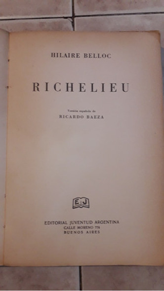 Richelieu Hilaire Belloc Editorial Juventud Argentina 1937 1