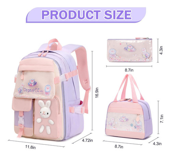 Kit Escolar - Mochila Y Lunchera Fixitok Kawaii Rosa 1