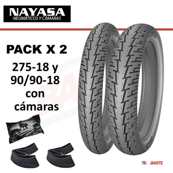 Cubierta Moto Combo 275-18 Y 90/90-18 Nayasa Ey032 Con Cámar 1 Cubierta Moto Combo 275-18 Y 90/90-18 Nayasa Ey032 Con Cámar 1