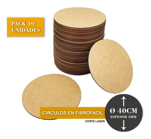 Circulo De Fibrofacil 40cm Diametro Mdf Pack X 10 Unidades 0