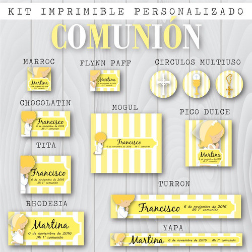Candy Bar Comunion Nene Y Nena Kit Imprimible Personalizado 0