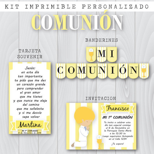 Candy Bar Comunion Nene Y Nena Kit Imprimible Personalizado 1
