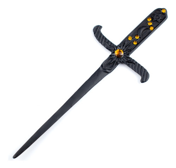 Athame Em Metal Negro 19 Cm Pedras Amarelas 0