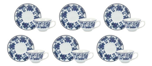 Conjunto De Xícara De Café Com Pires 06 Peças Folhagem 0