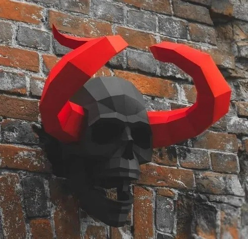 Mascara Craneo Con Cuernos Modelo 2 Papercraft 0