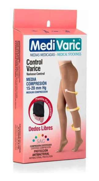 Medias De Compresión Panty. 15-20 Mmhg Sin Puntera 1