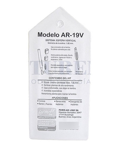 Kit Ataches Esfera Vertical Ø1.95mm Ar-19v Form-ar 1