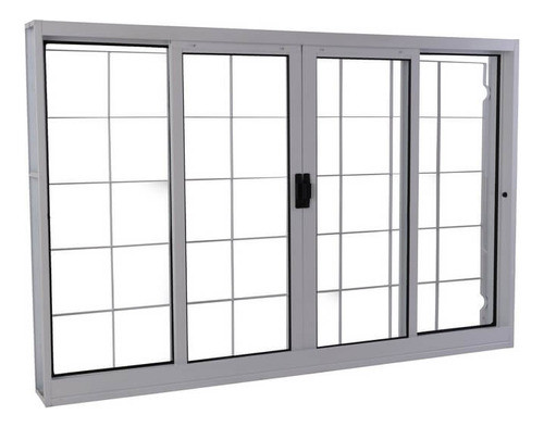 Janela De Correr Em Aço 100x100 4 Folhas Grade Quad Mmachado 0