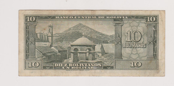Billete Bolivia 10 Bolivianos Año 1945 Muy Bueno 1