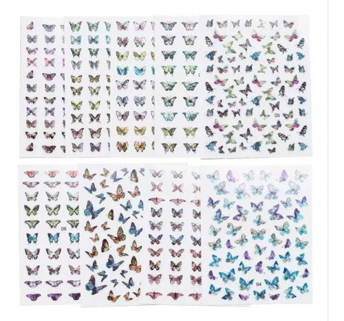 Stickers Para Uñas Mariposas Tattoo Plancha Decoración Nail 1