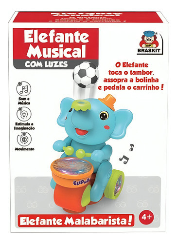 Brinquedo Elefante Musical Azul 1801 - Braskit 0
