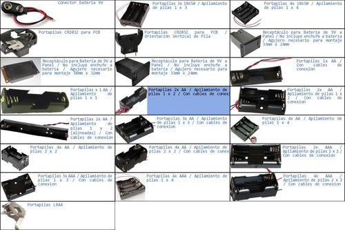 Portapilas 2x Aa Apilamiento De Pilas 1 X 2 Cables 1