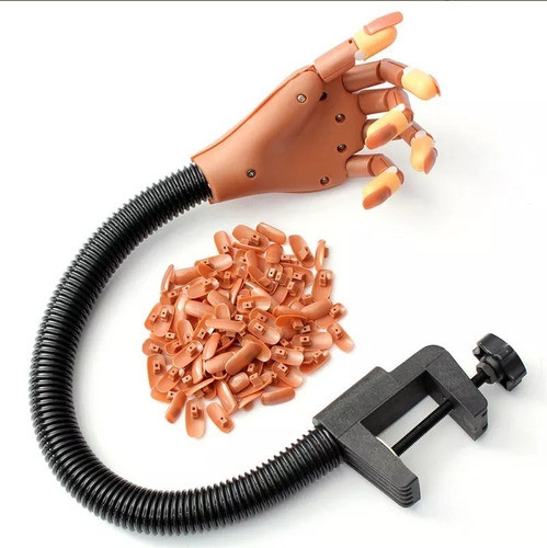 Mão Articulada Postiça Treino Manicure Unha Gel Acrigel Off 0