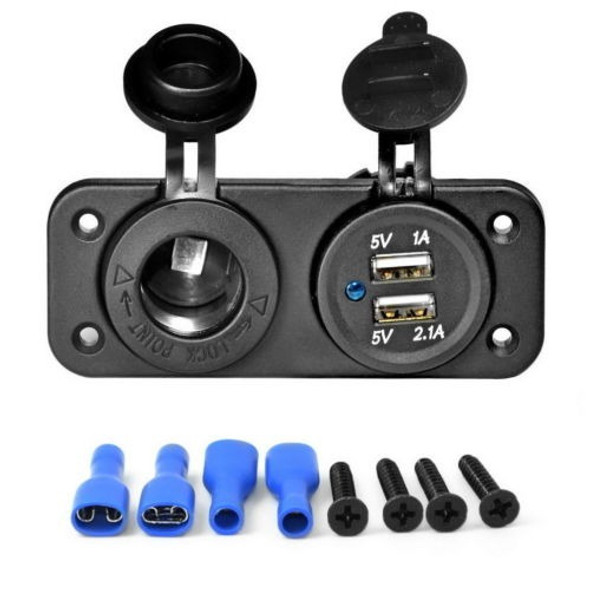 Buena Salida Dual Usb Cargador 2.1/1 Amp Y Potencia Toma Pan 0