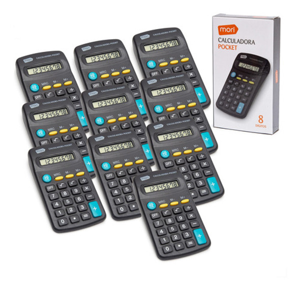 Kit 10 Calculadora Bolso 08 Dígitos Pequena Escolar Comércio 0