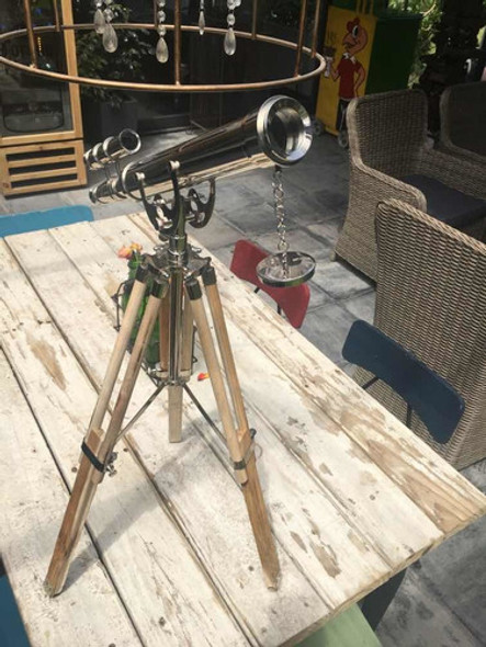 Telescopio Estilo Antiguo Tripode Madera Escritorio Deco 1