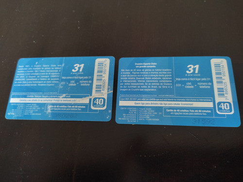 2 Cartões Telefonicos Antigos Cruzeiro Esporte Clube 1