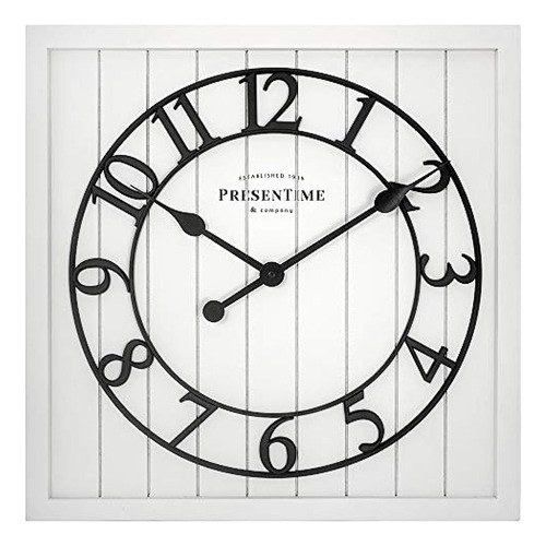 Presentime & Co 21  Farmhouse Square Shiplap Reloj De Madera 0