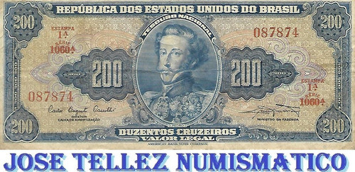Brasil Billete 200 Cruzeiros Año 1944 B+ Palermo 0