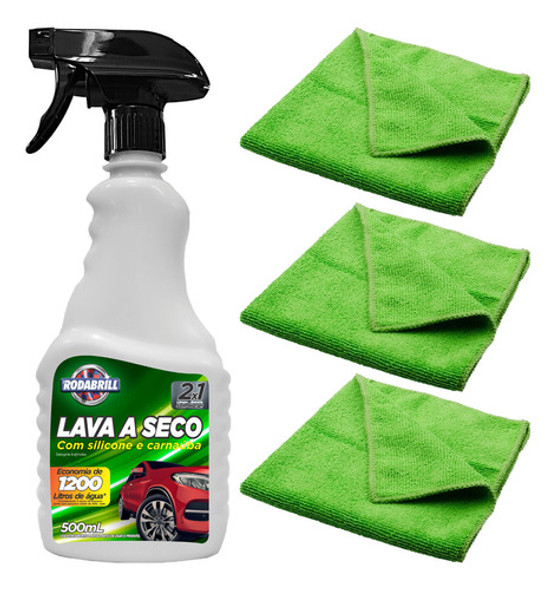 Kit Lava A Seco Automotivo Encera Sem Risca Pano Microfibra 0