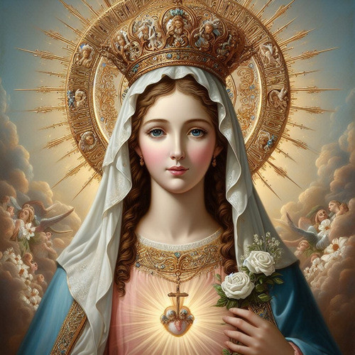 Obra Arte Digital Corazón De La Virgen María V2 50x50 Única 0