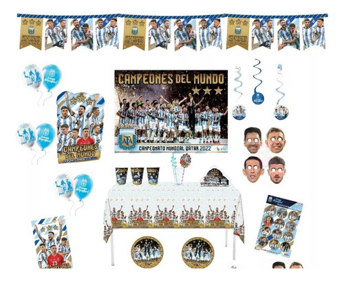 #kit Cotillón Argentina 20 Niños/as Campeones Del Mundo # 0