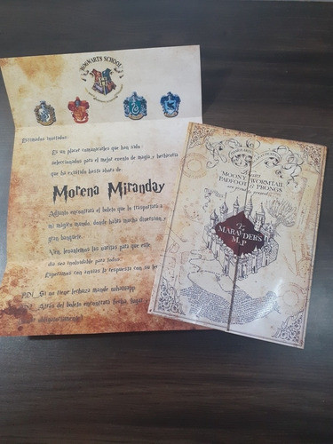 15 Invitaciones Harry Potter, Diseño Map + Pasaporte 9 3/4 0