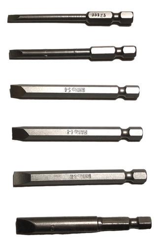 Set 6 Puntas Planas Largo 70mm Enc 1/4 Proto / Irwin Usa 0