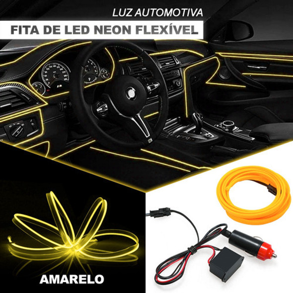 Fita Led Painel Silverado 2014 Luz Interna 5m Amarelo 0