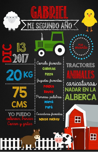 Pizarra Poster Granja Editable 0