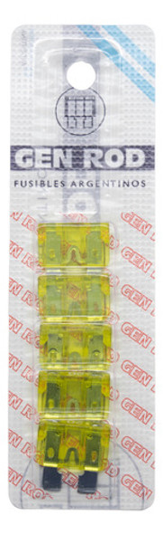 5 Fusibles Ficha Plana Tipo Automotor 20a Amarillo 18.4x5.1 0