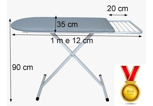 Tábua De Passar Roupas Dobrável De Aço 1m X 35cm 1