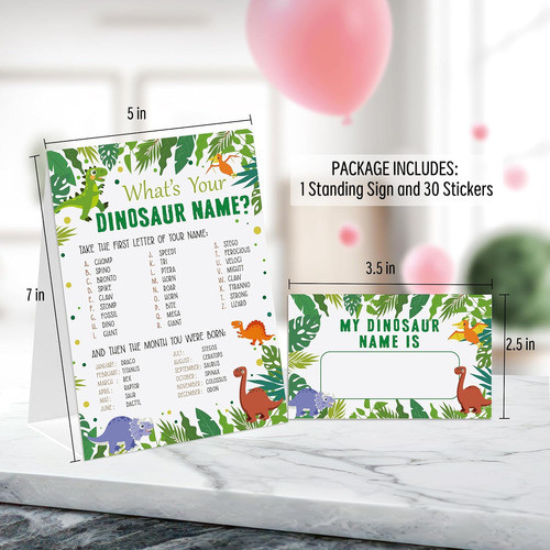 Juego De Dinosaurios Para Baby Shower, 1 Cartel Y 30 Etiquet 1