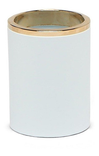 Vaso P/baño Lenox D8x10.5cm Bco/dorado 0