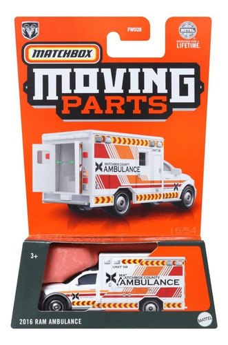 Ambulancia Ram Blanca De 2016 Con Partes Móviles De Matchbox 0