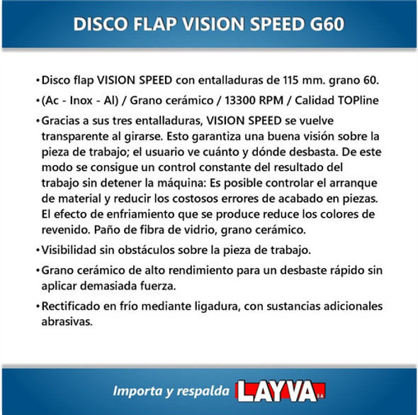 791104 Disco Flap Vision Acero Inoxidable Grano 60 Alemania 1