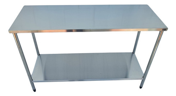Mesa Bancada 140x50 Aço Inox Industrial 1 Base Restaurante 0