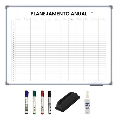 Lousa 120x90 Planeja Férias Colaborador Semanal Mensal Anual 0
