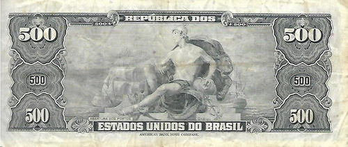 Brasil 500 Cruzeiros Resellado 50 Centavos 1967 Mb+ Palermo 1
